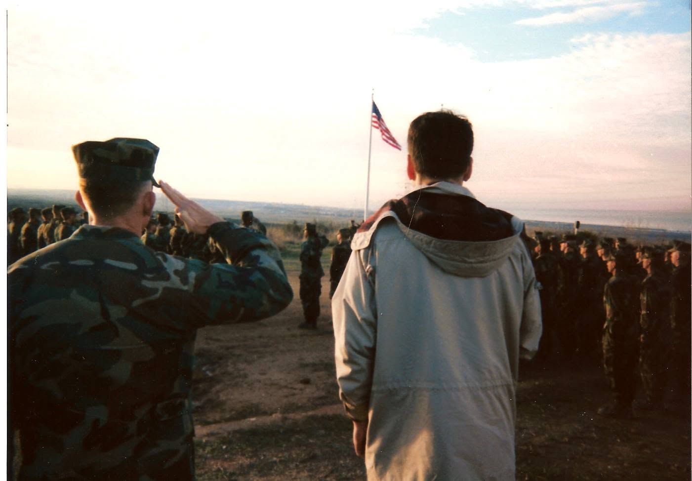 At a flag ceremony
