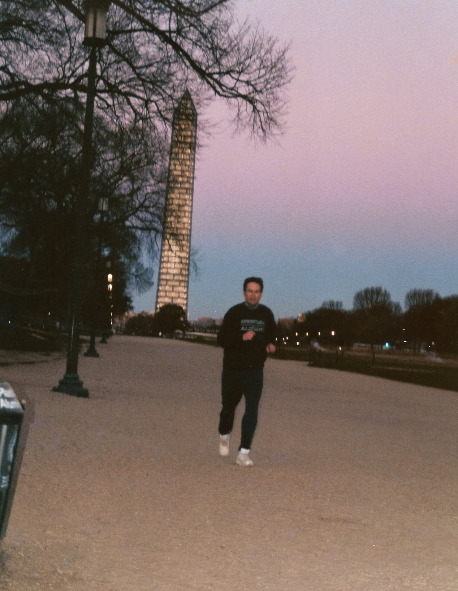 Jogging past the Washington Monument