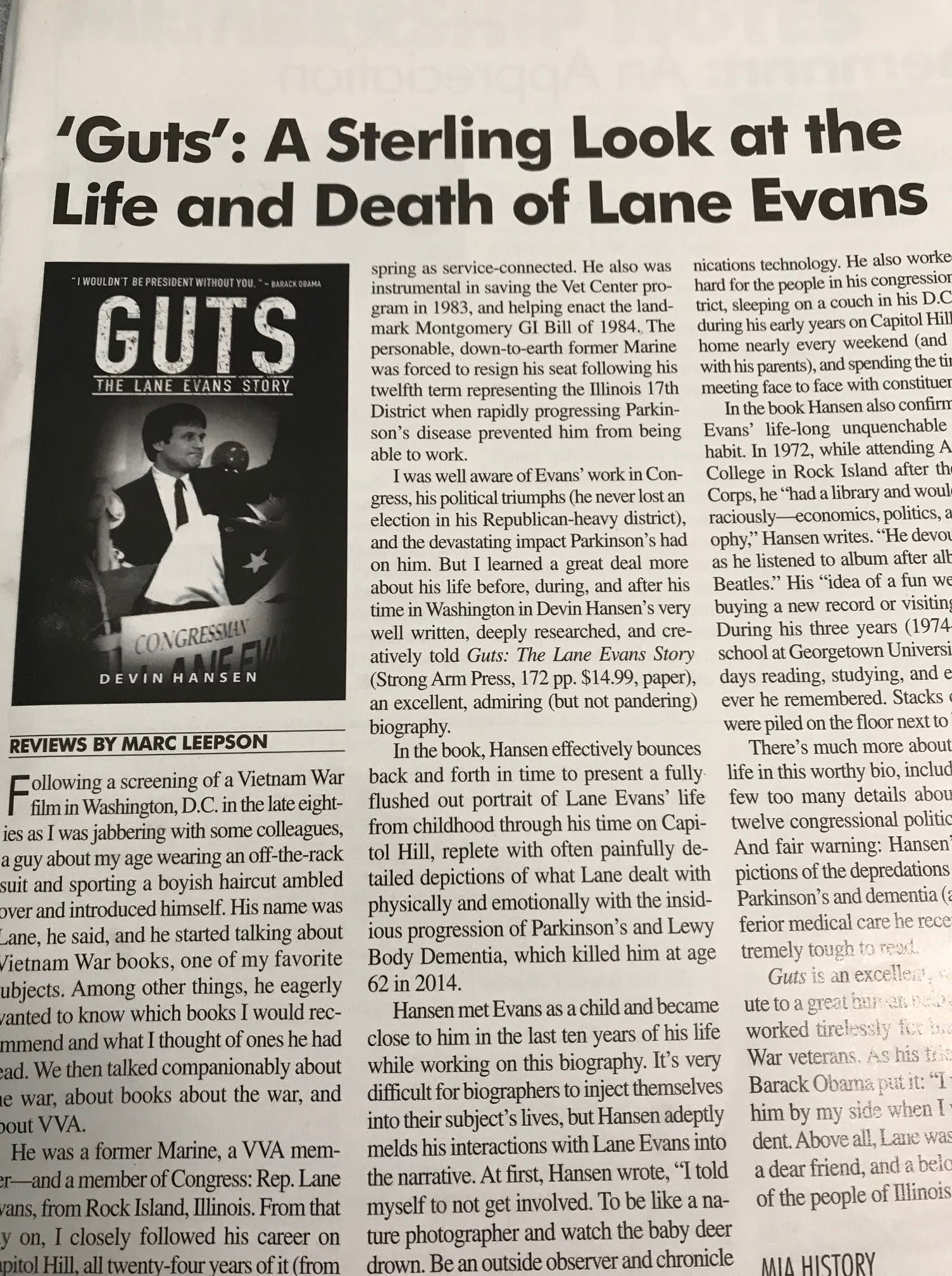 Guts reviewed in The VVA Veteran